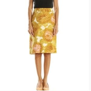 Talbots Floral Straight Pencil Skirt Woman’s Size 2 Yellow Pink White Lined